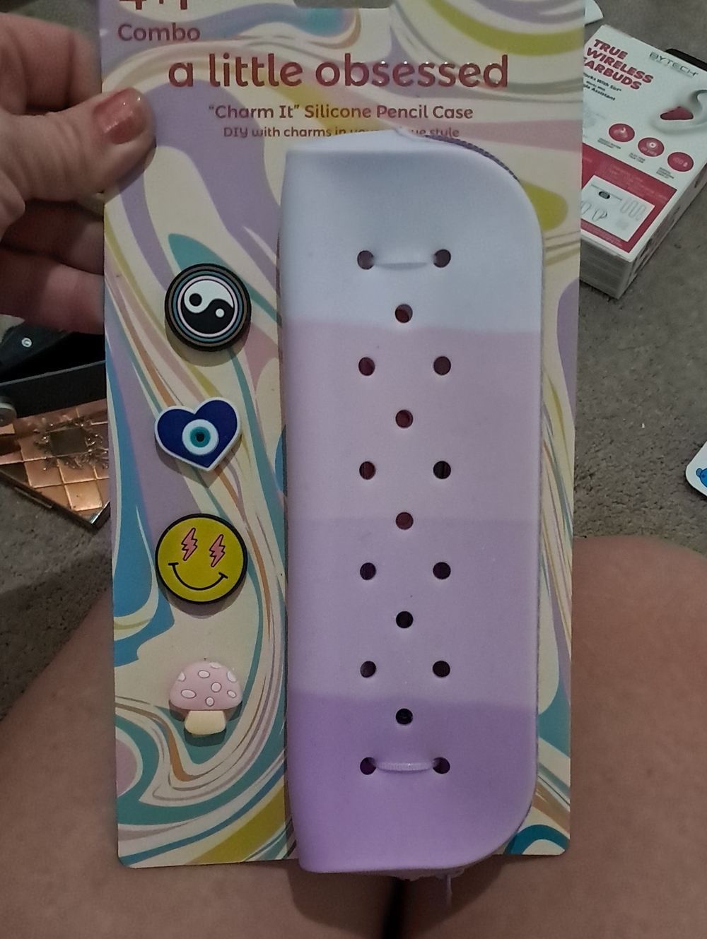 Silicone Pencil Case - Purple Ombre Charm It Design